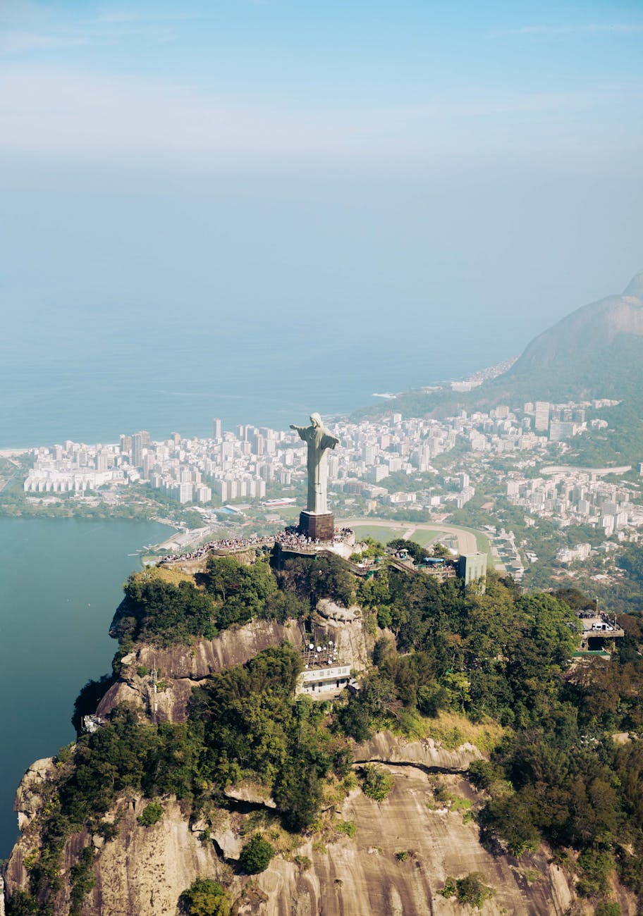 aerial view of christ the redeemer in rio de janeiro